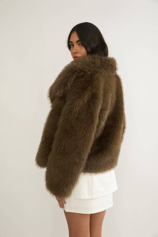 SHAWL FAUX FUR COAT