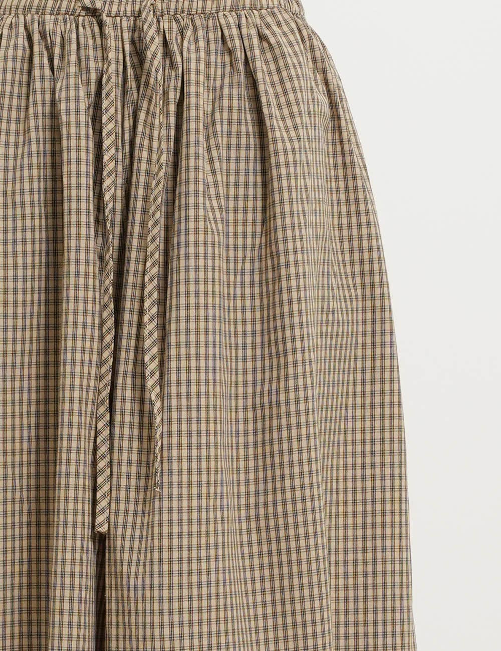 Ladies Checked Elastic Waist Drawstring Lantern Pants