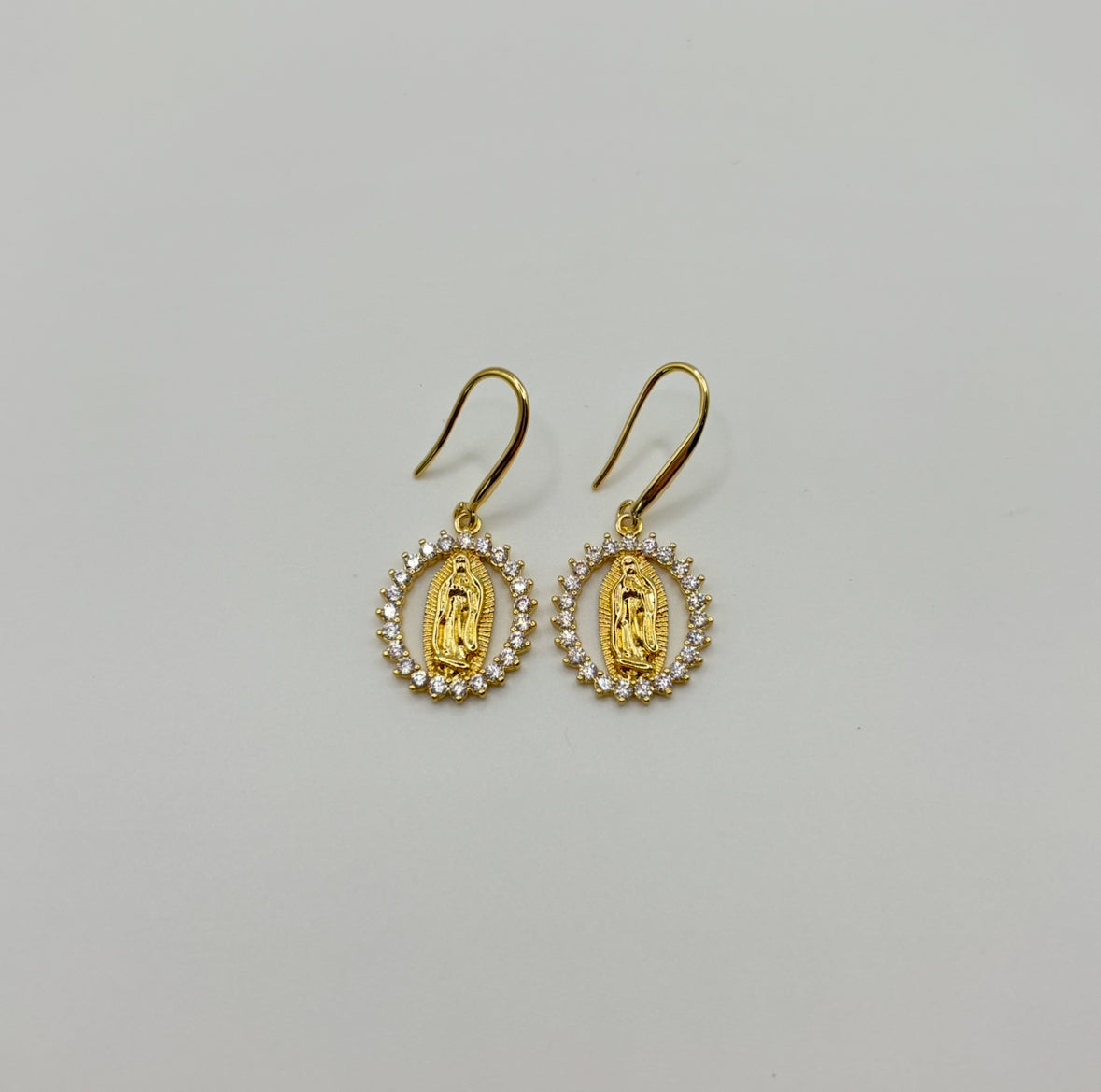 Gold Jesus Dangling Earrings
