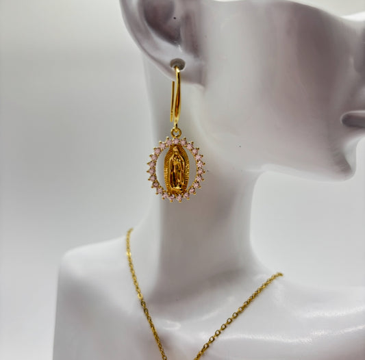 Gold Jesus Dangling Earrings