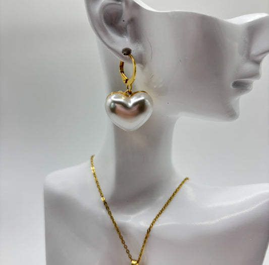 White Heart Drop Earrings