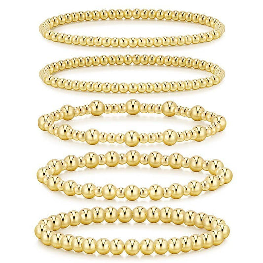 MULTI LAYER GOLD BALL CHAIN BEADED BRACELET | 40B5181