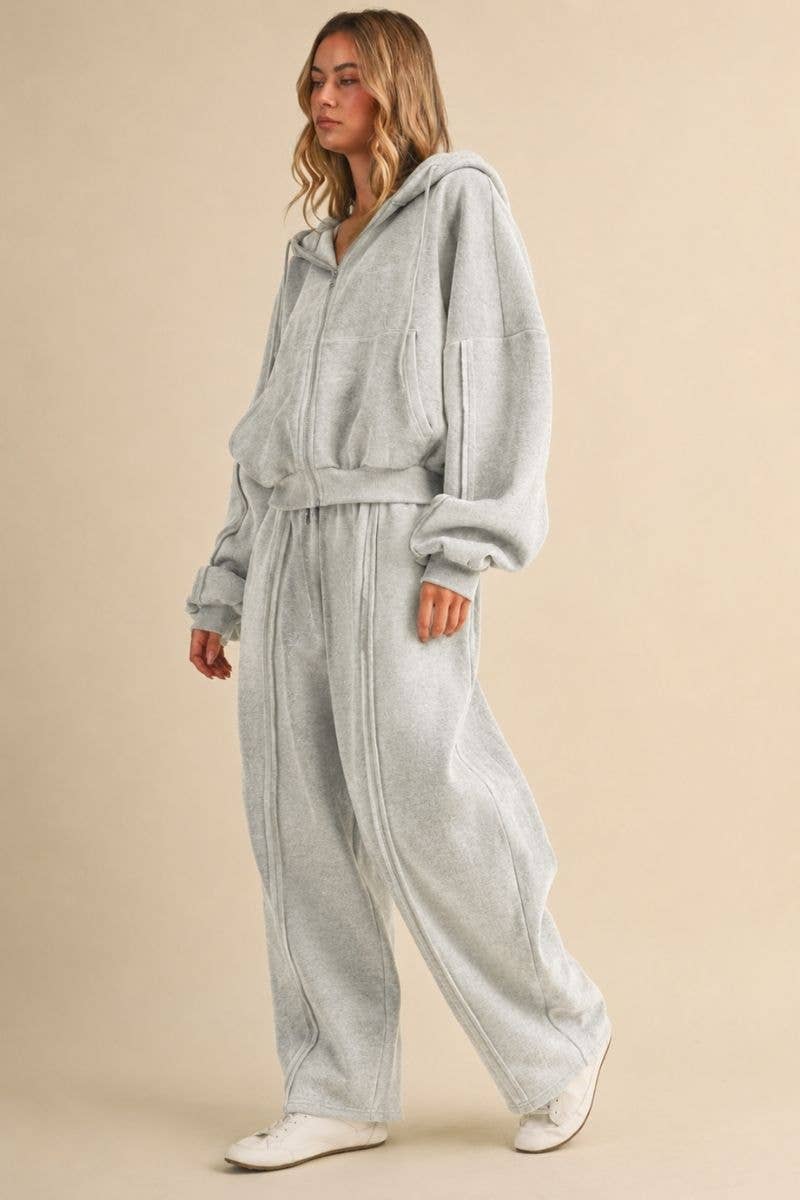 IST6712 RAW EDGE SEAM DETAIL HOODIE AND STRAIGHT LEG JOGGER
