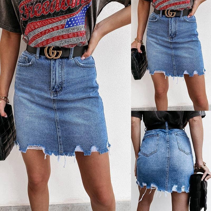 Hight Waist Slim Fit Denim Mini Skirt SKS6698
