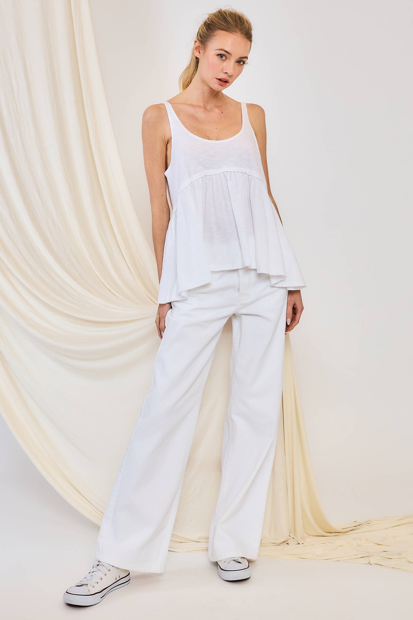 SLUBBY OVERSIZED RUFFLE TANK FWMT3774