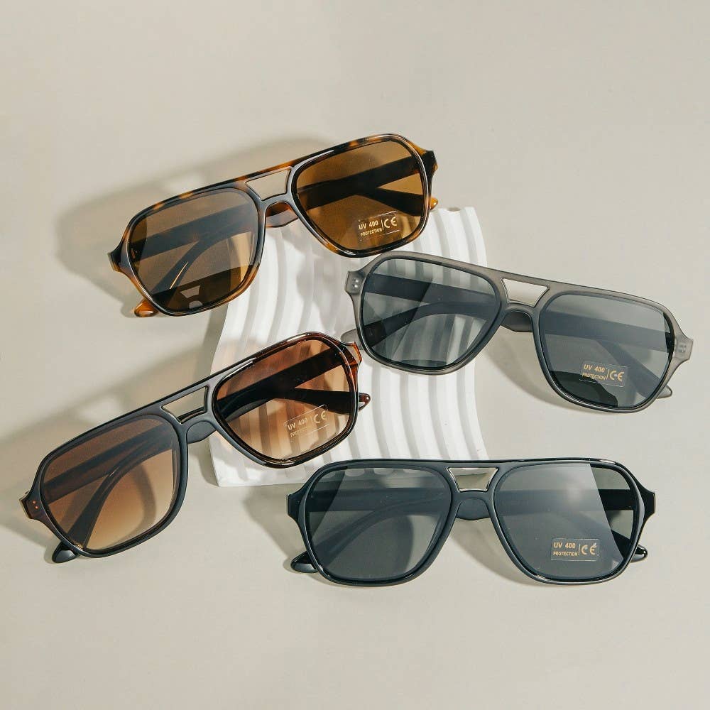 Modern Plastic Aviator Frame Sunglasses Set