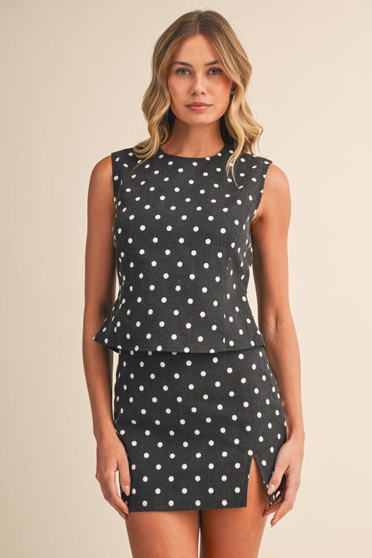 POLKADOT OPEN BACK TOP AND MINI SKORT SET