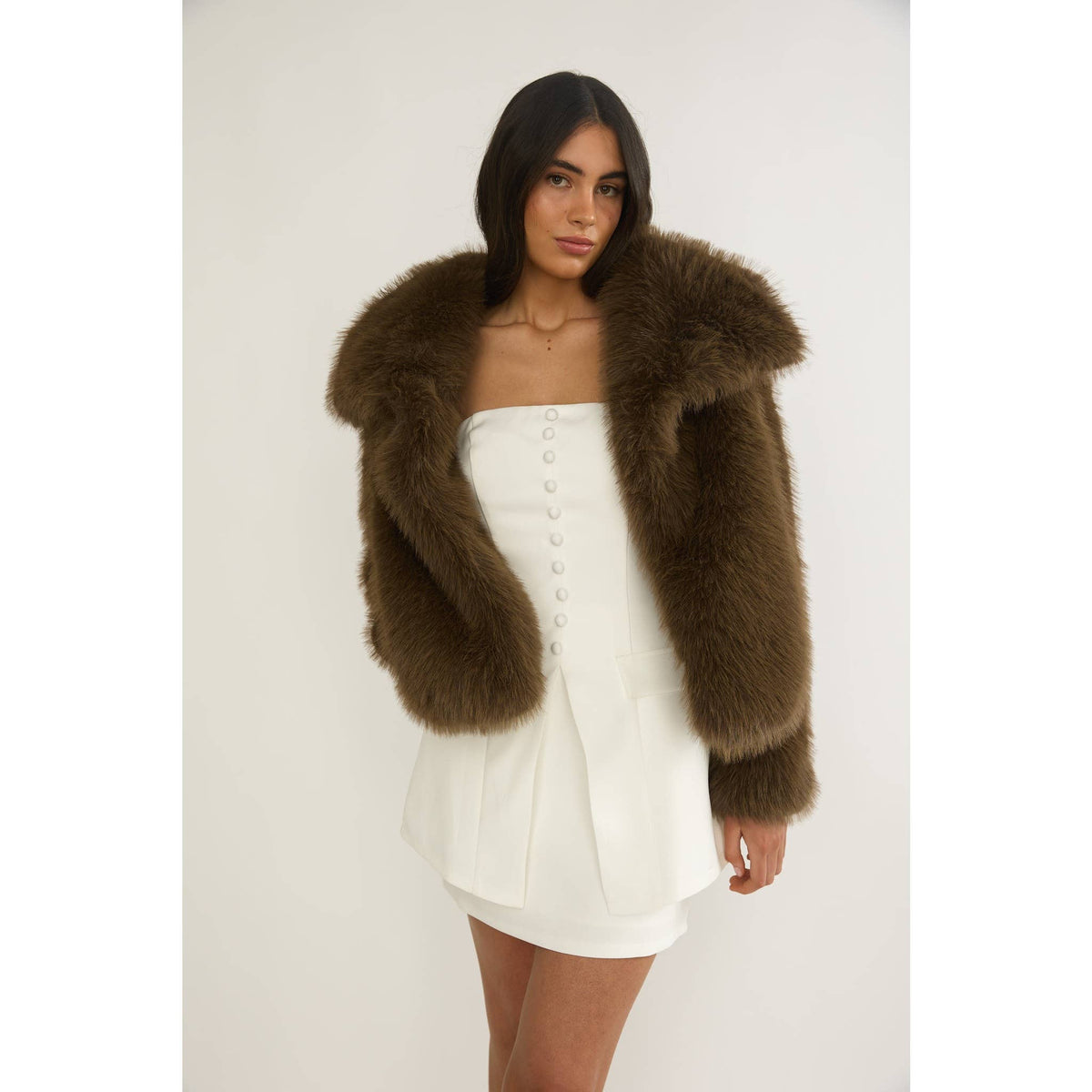 SHAWL FAUX FUR COAT