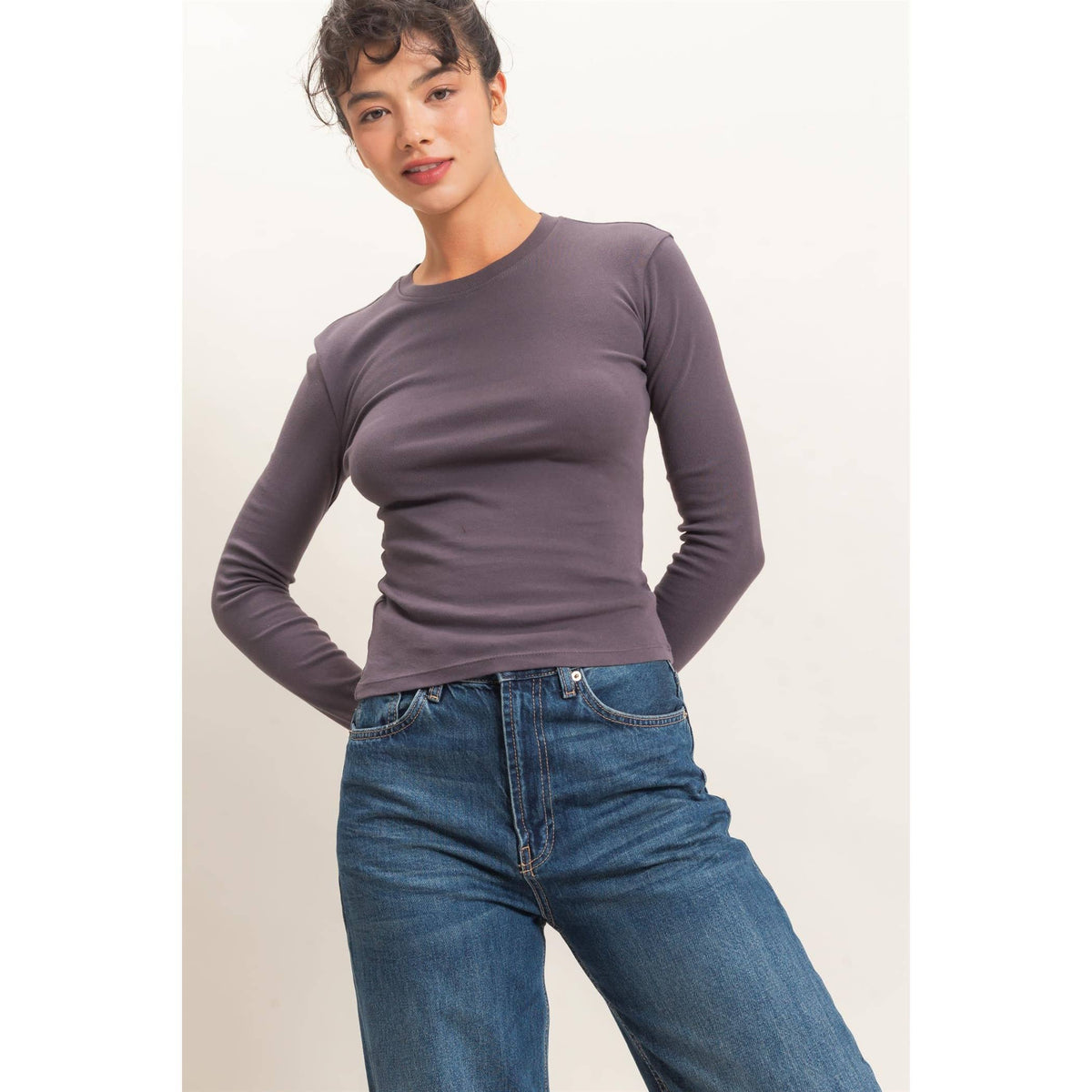 Crew Neck Long Sleeve Top