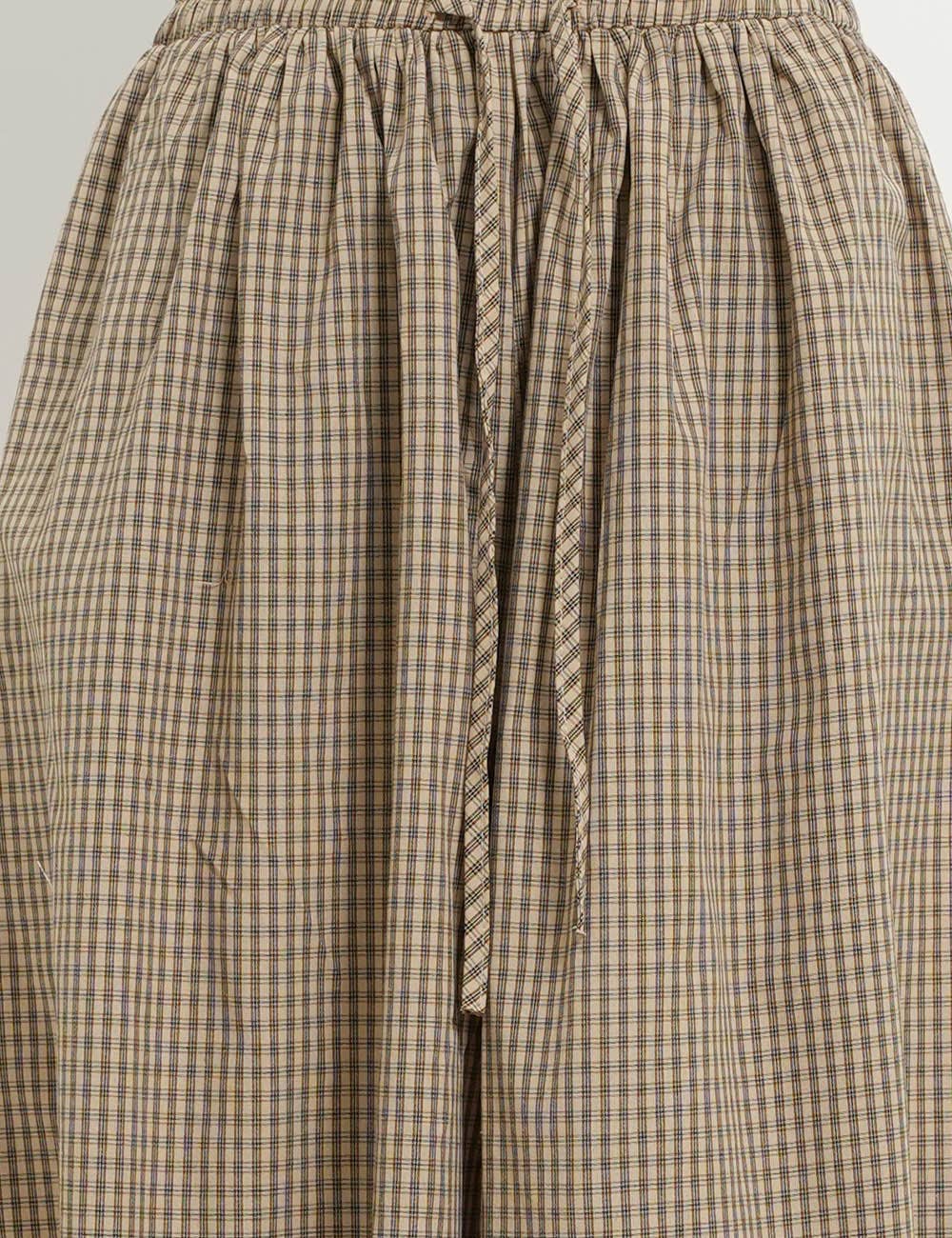 Ladies Checked Elastic Waist Drawstring Lantern Pants