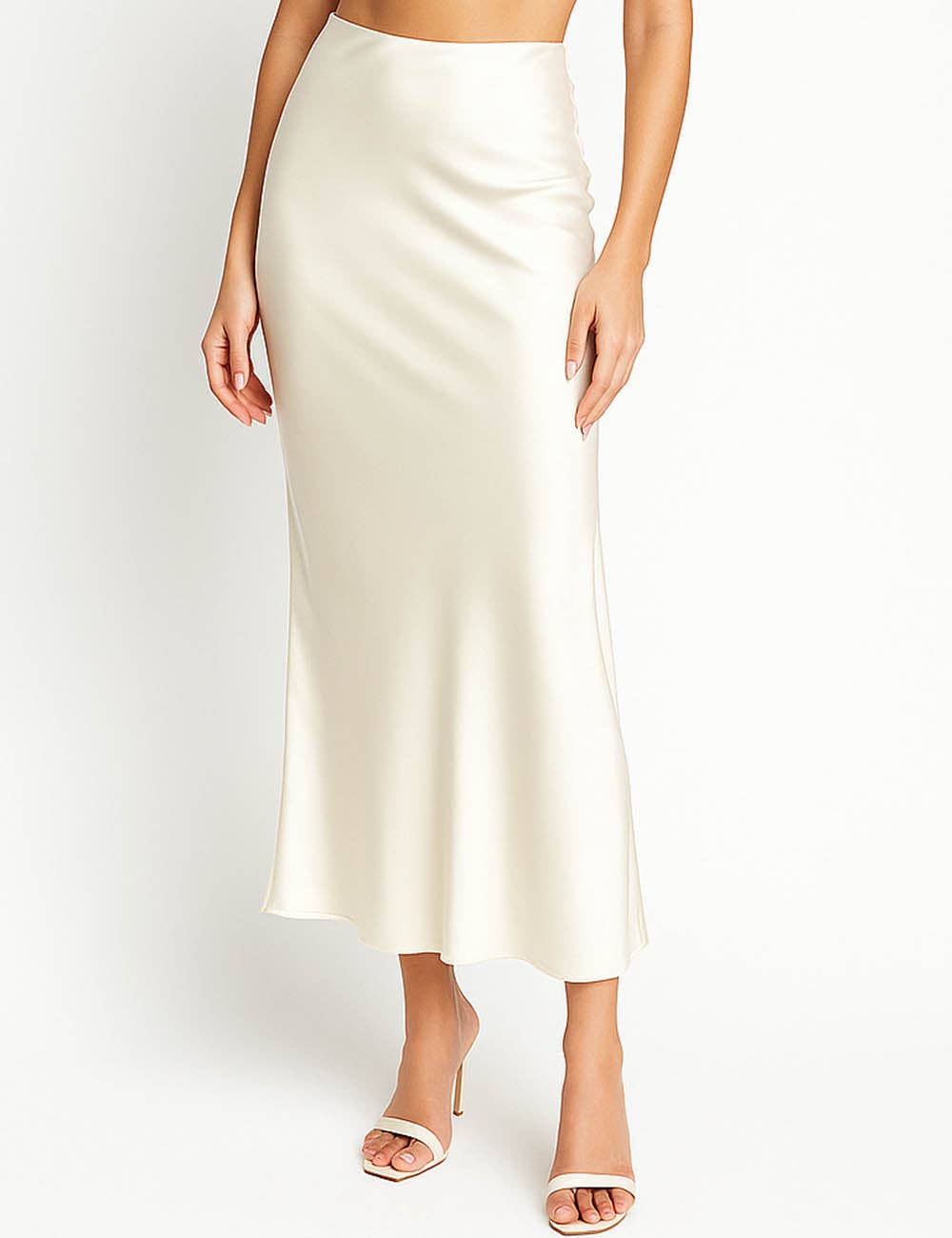 Ladies Satin Zipper Side Hip Wrap Maxi Skirt