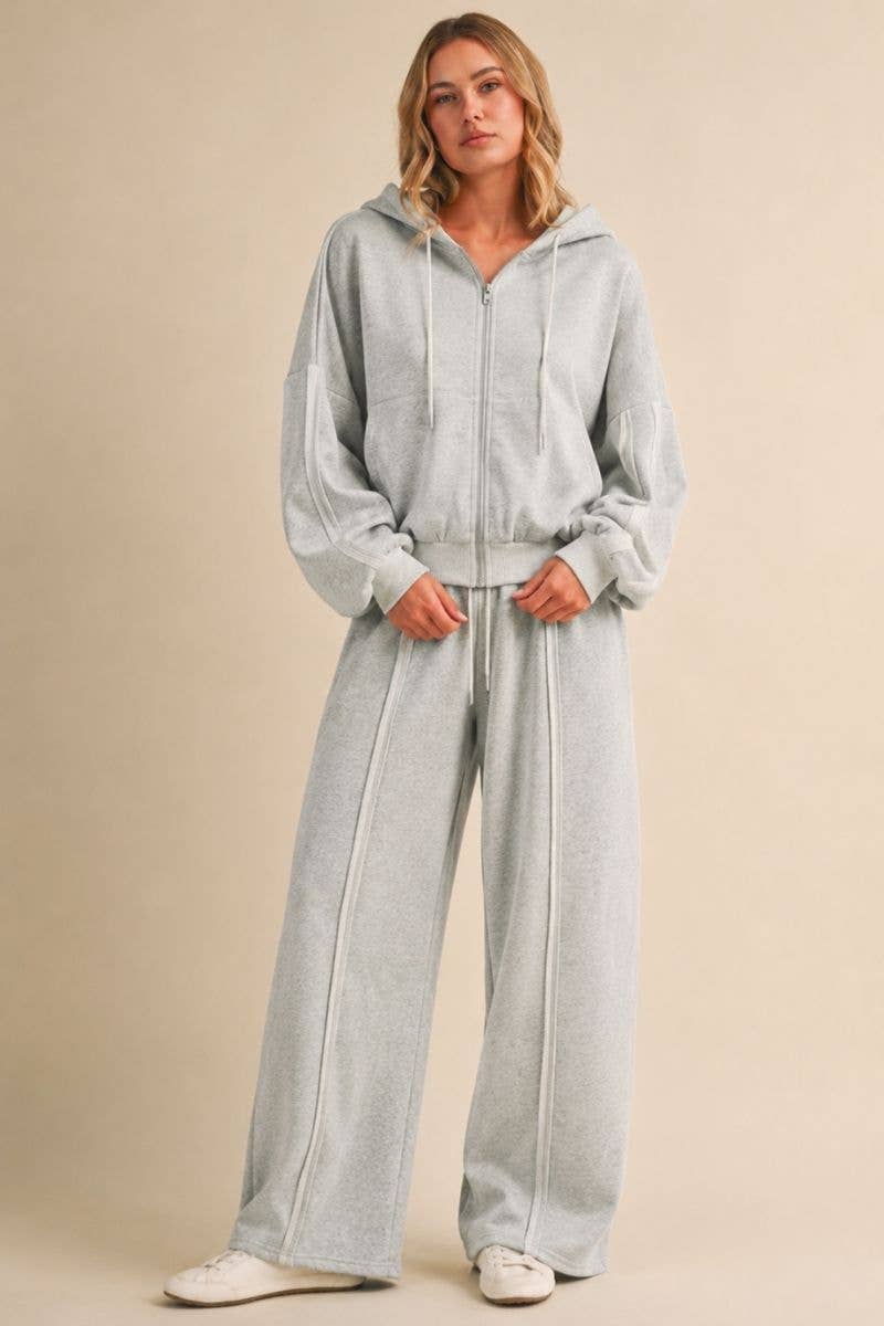 IST6712 RAW EDGE SEAM DETAIL HOODIE AND STRAIGHT LEG JOGGER