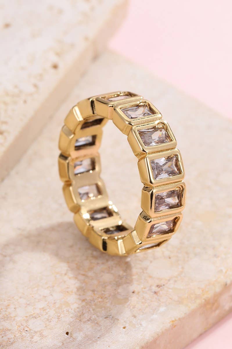 Gold Rhinestone Multi-Shape Eternity Stack Rings | 40R142
