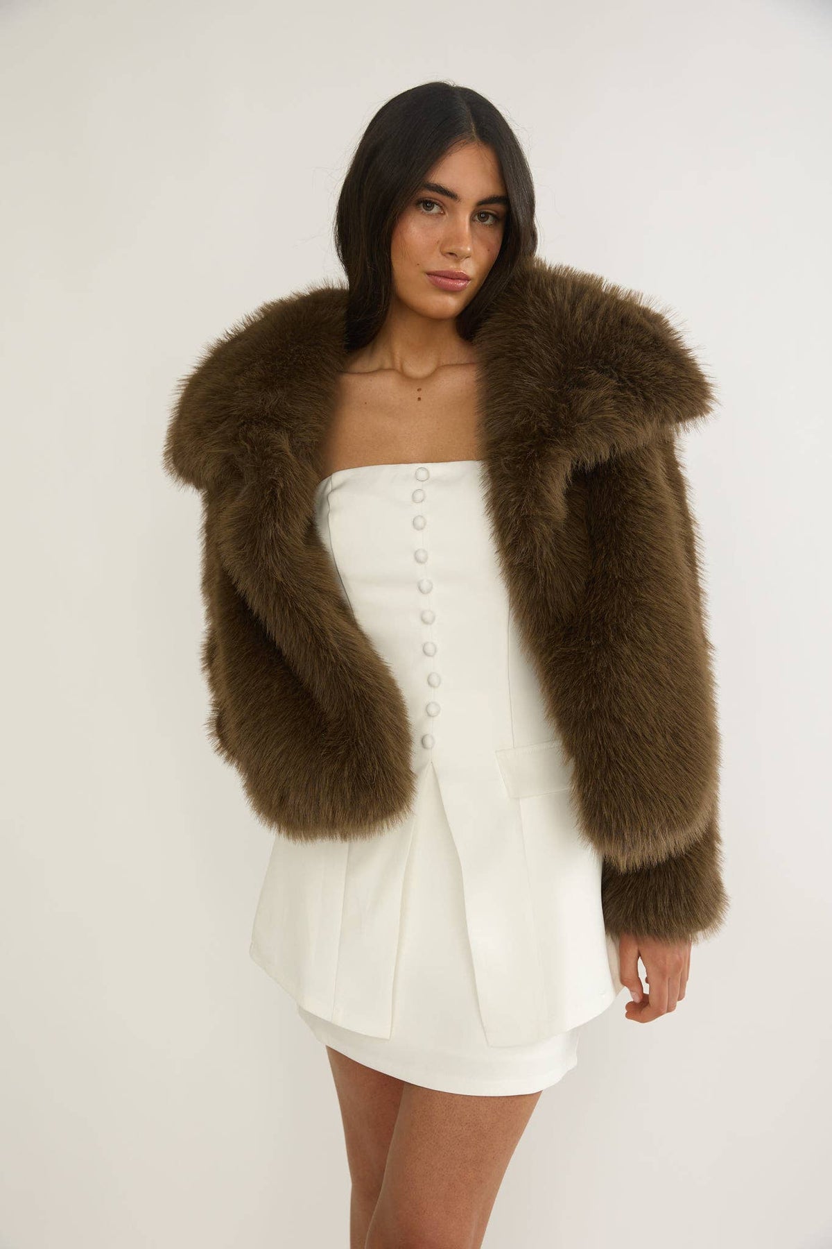 SHAWL FAUX FUR COAT
