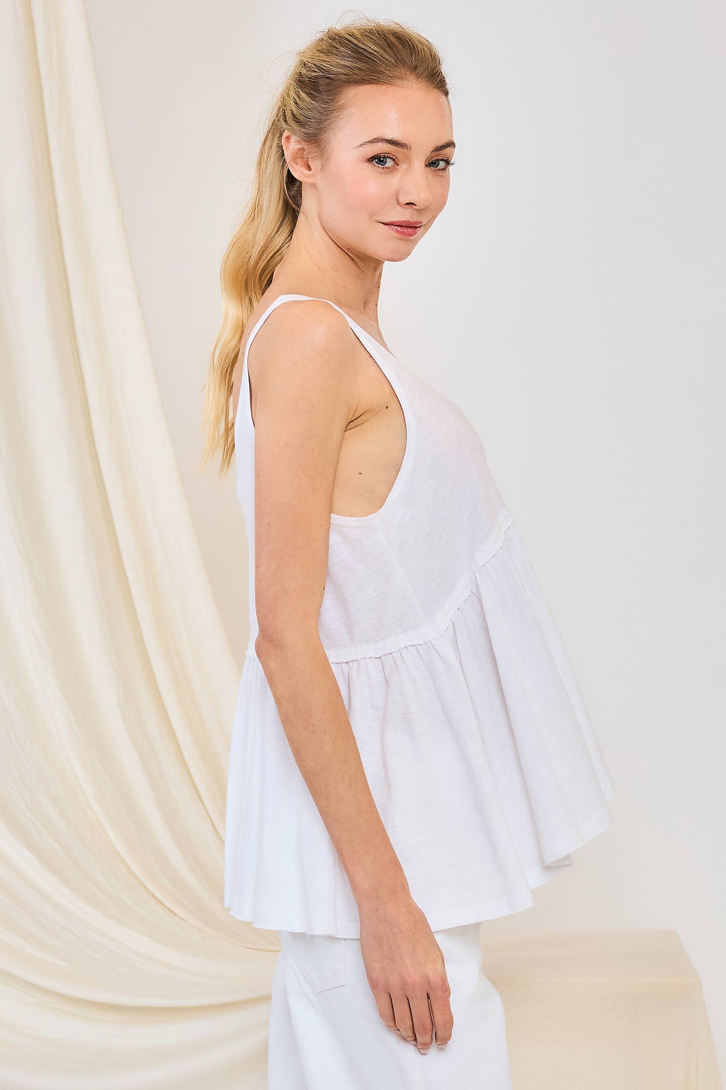 SLUBBY OVERSIZED RUFFLE TANK FWMT3774