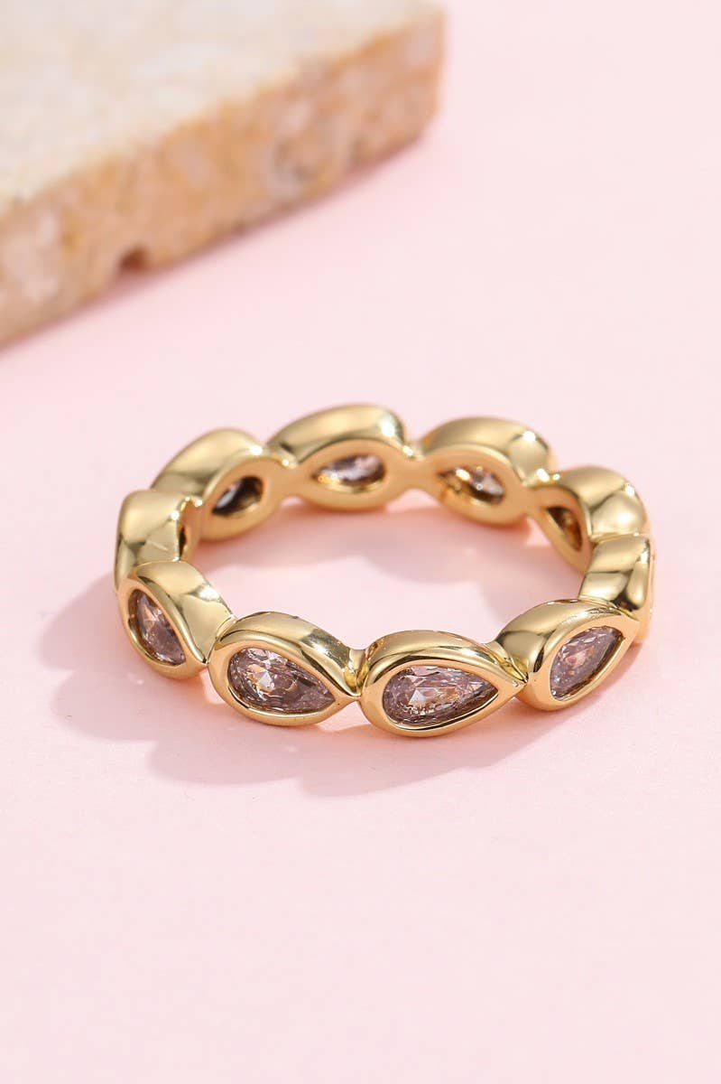 Gold Rhinestone Multi-Shape Eternity Stack Rings | 40R142