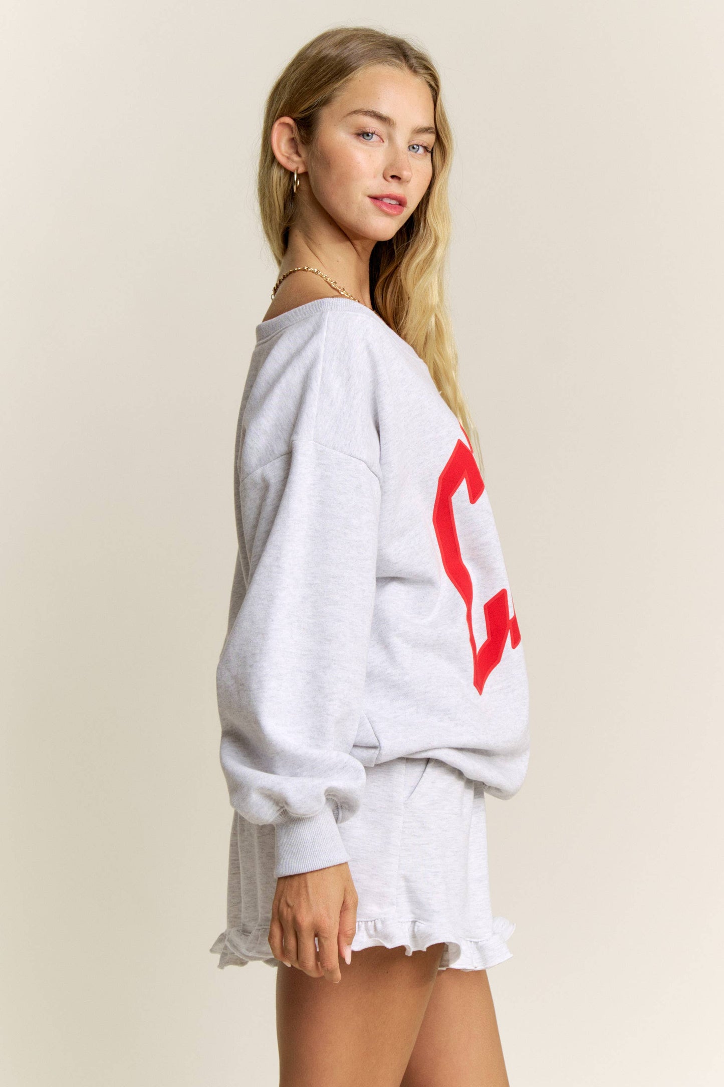 CIAO Lettering Off the Shoulder Sweatshirts