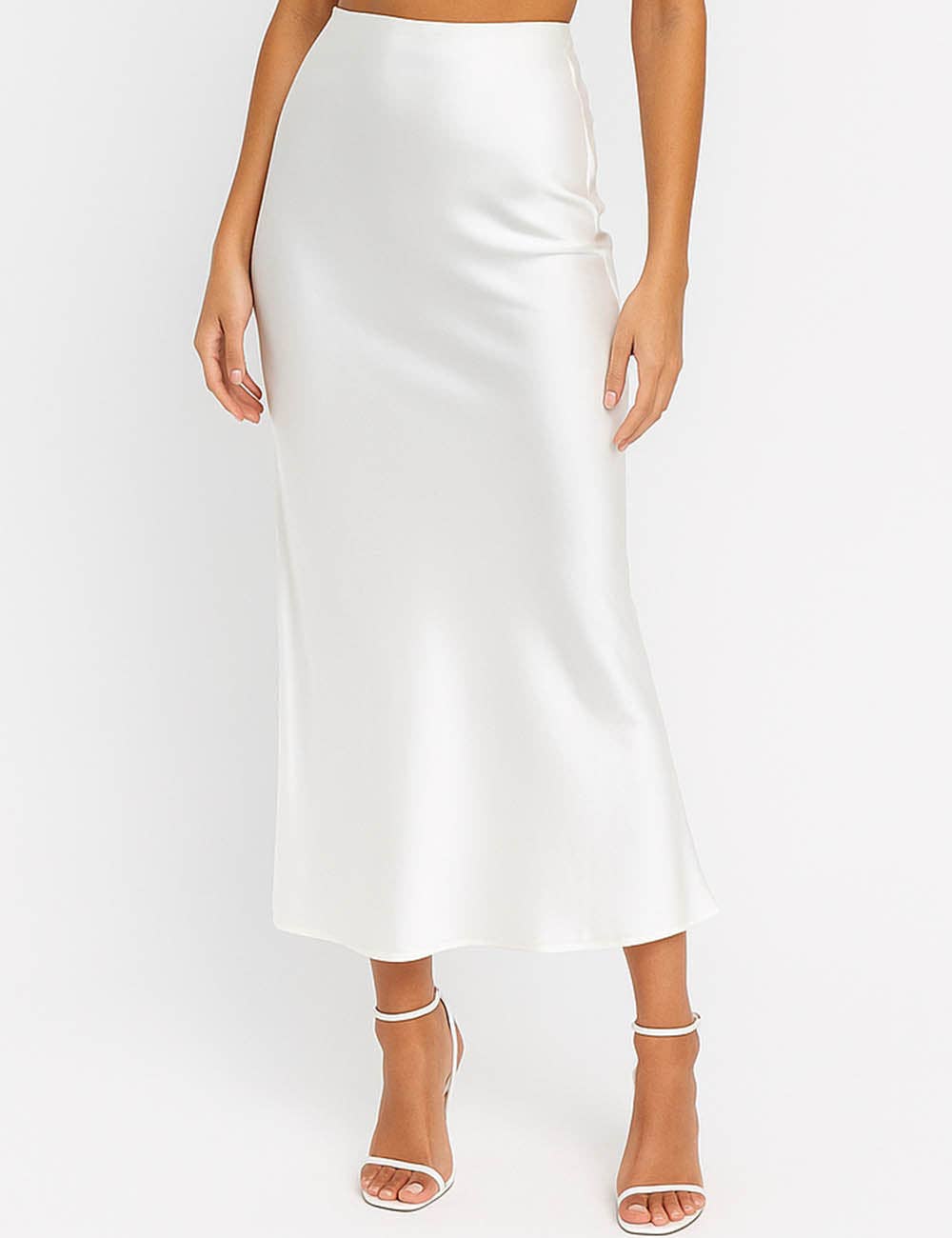 Ladies Satin Zipper Side Hip Wrap Maxi Skirt