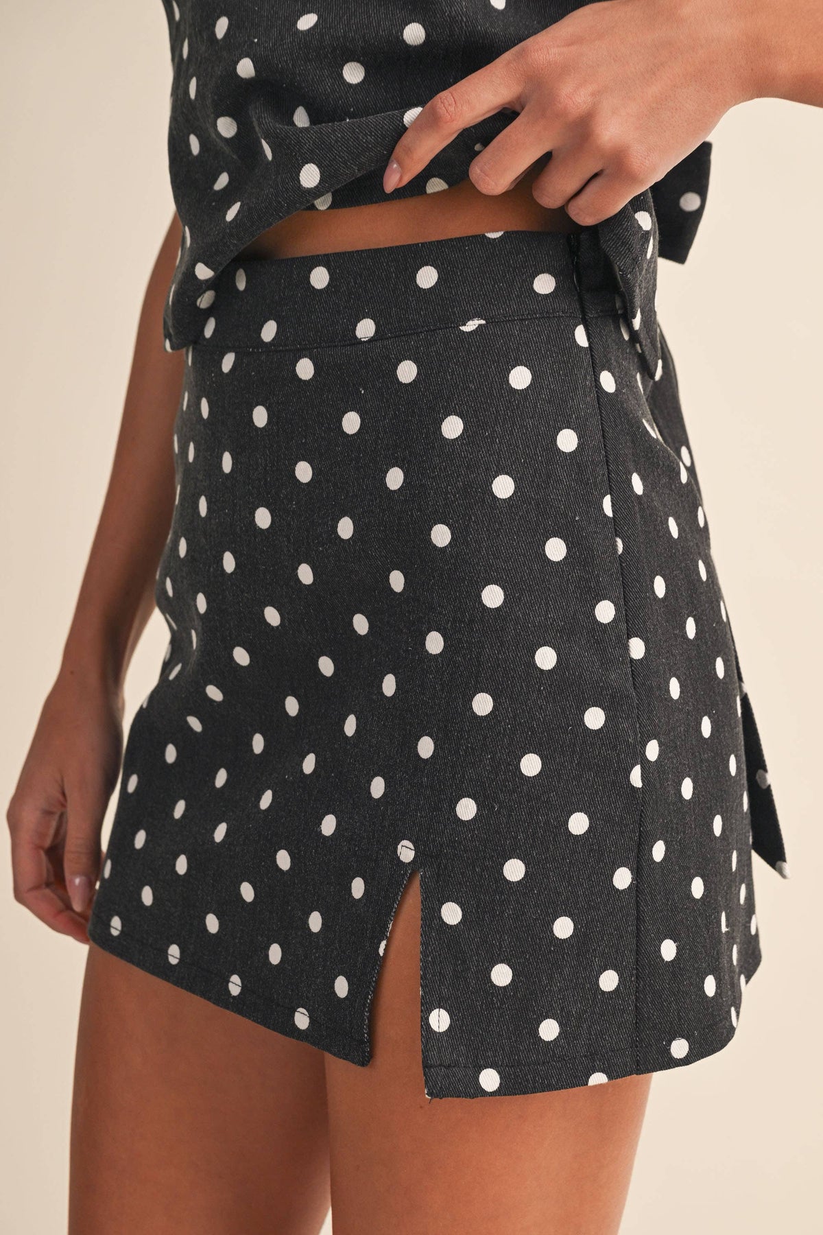 POLKADOT OPEN BACK TOP AND MINI SKORT SET