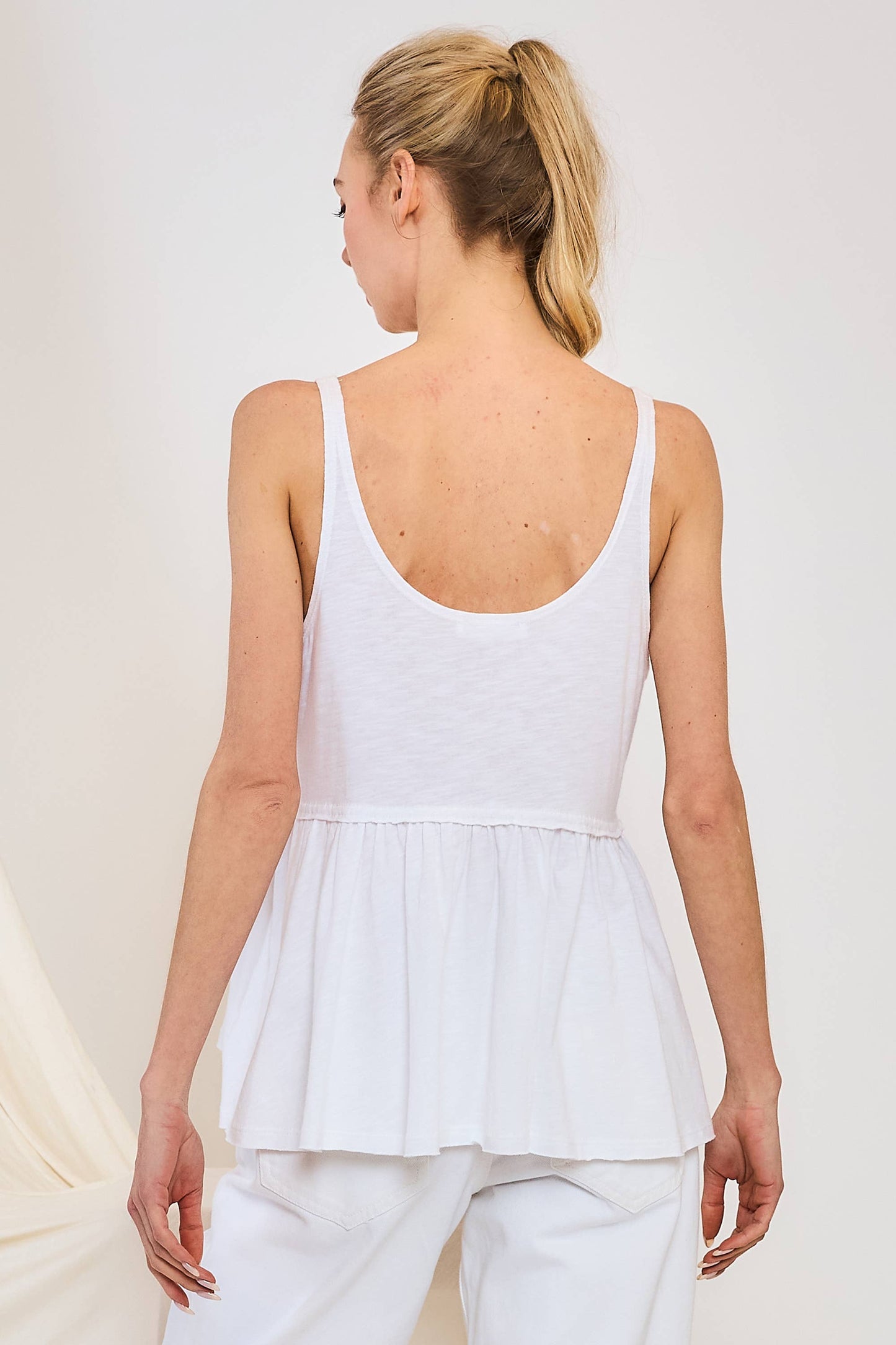 SLUBBY OVERSIZED RUFFLE TANK FWMT3774