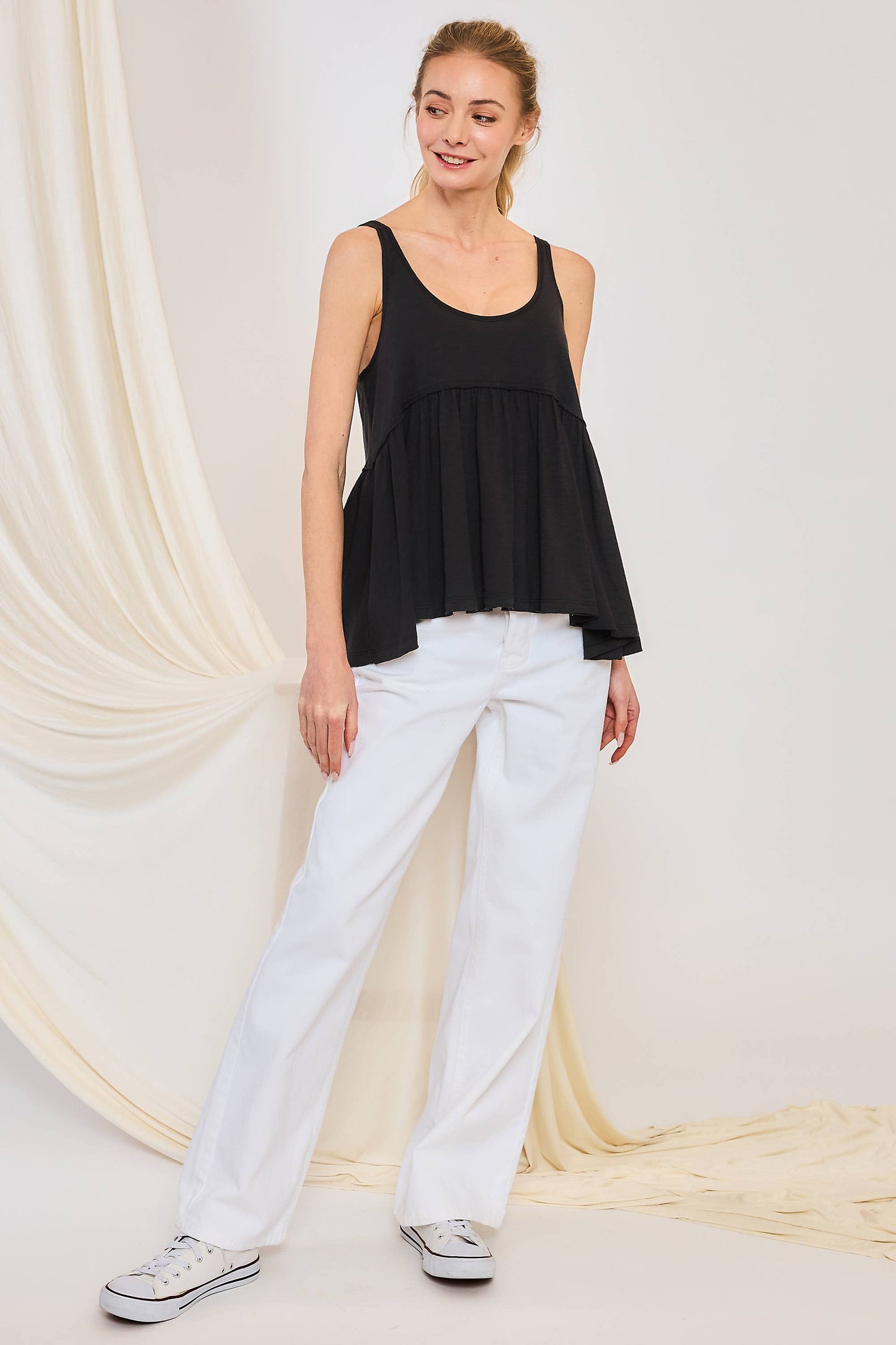 SLUBBY OVERSIZED RUFFLE TANK FWMT3774