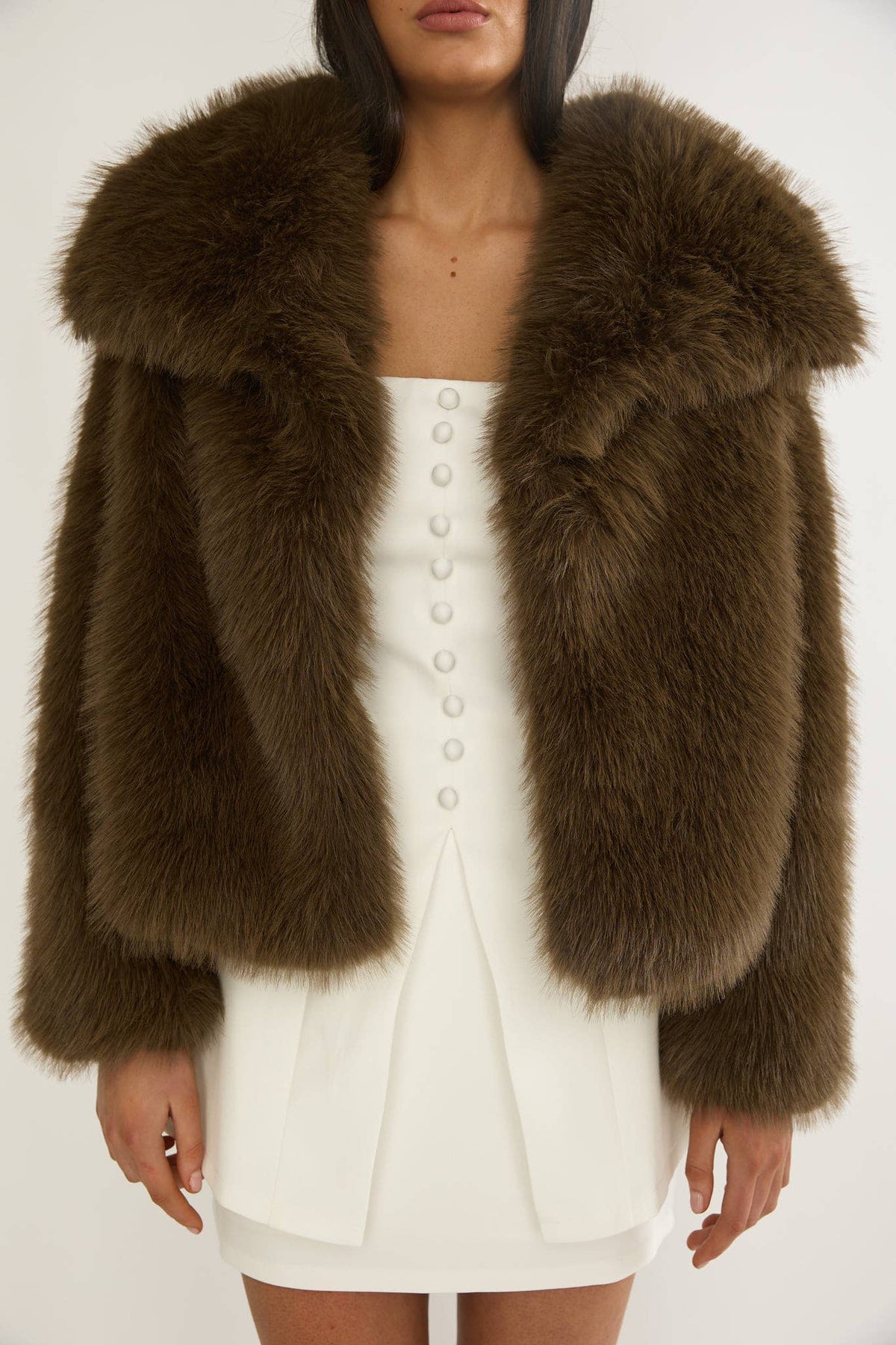 SHAWL FAUX FUR COAT