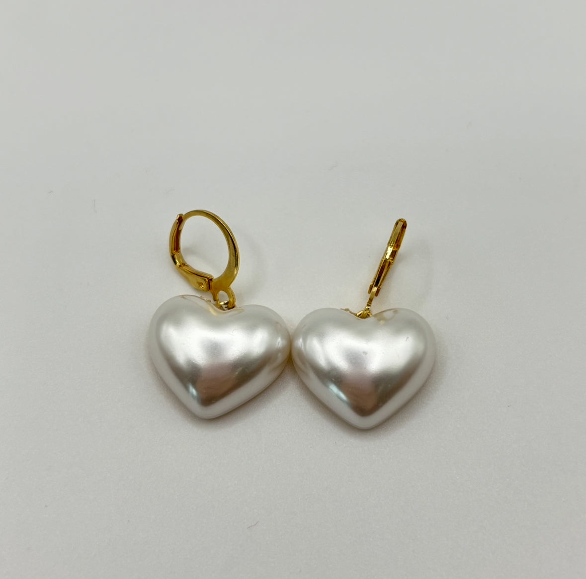 White Heart Drop Earrings