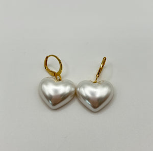 White Heart Drop Earrings