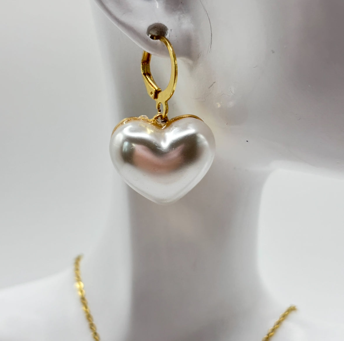 White Heart Drop Earrings
