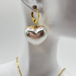 White Heart Drop Earrings