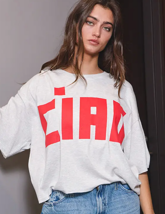 'ciao' Graphic Jersey Boxy Crop Top
