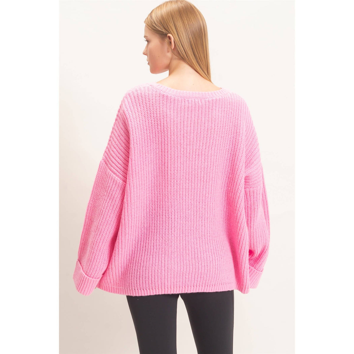 Ribbed Knit Patch Pocket Sweater