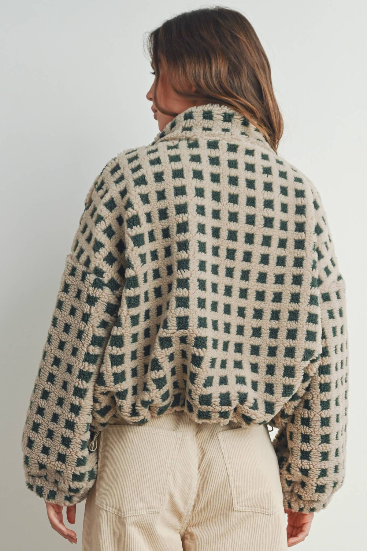 Breck Check Sherpa Fleece Zip Jacket -BMJ7254