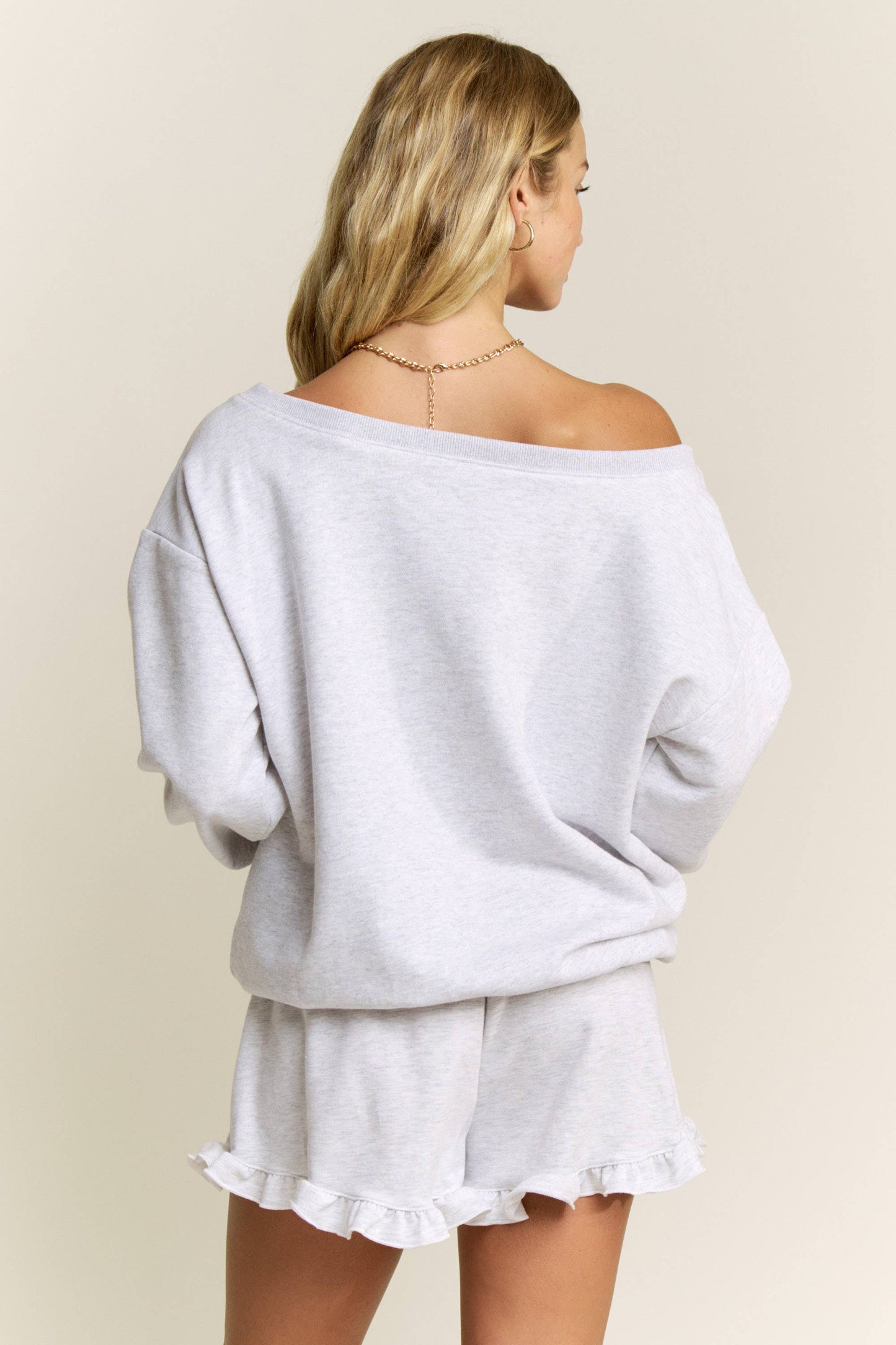 CIAO Lettering Off the Shoulder Sweatshirts