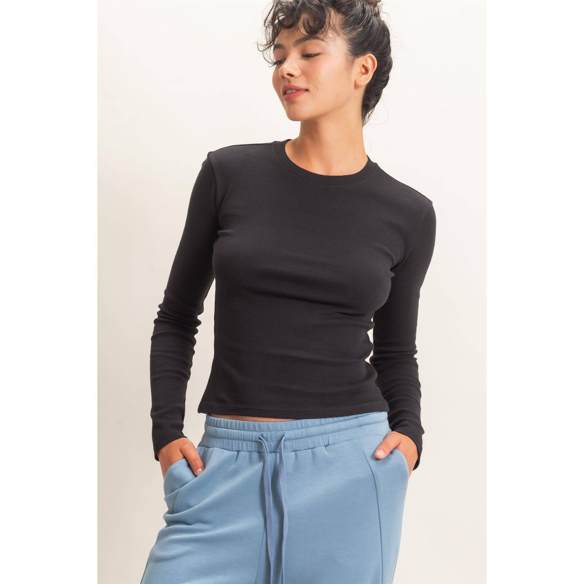 Crew Neck Long Sleeve Top