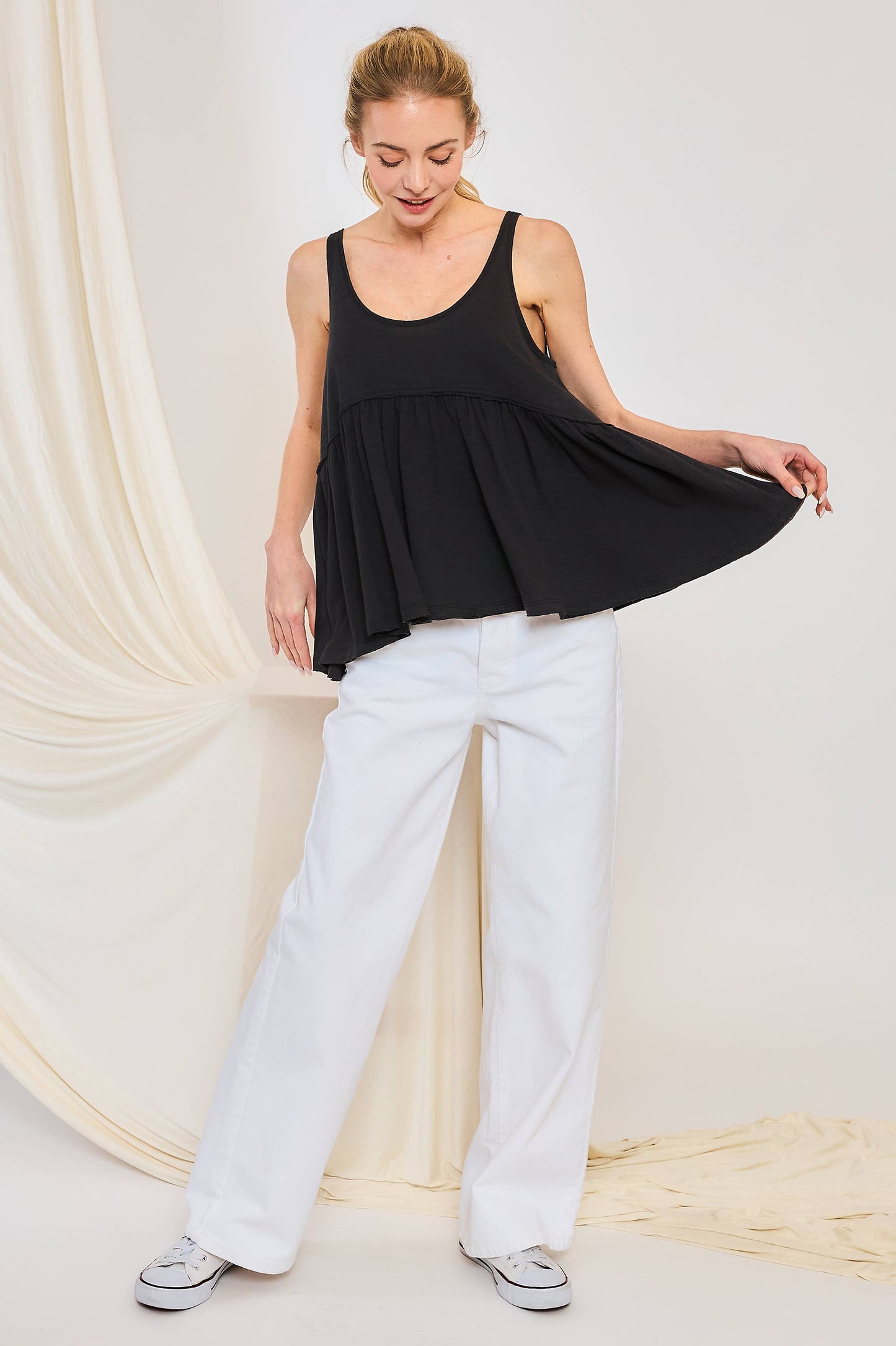SLUBBY OVERSIZED RUFFLE TANK FWMT3774