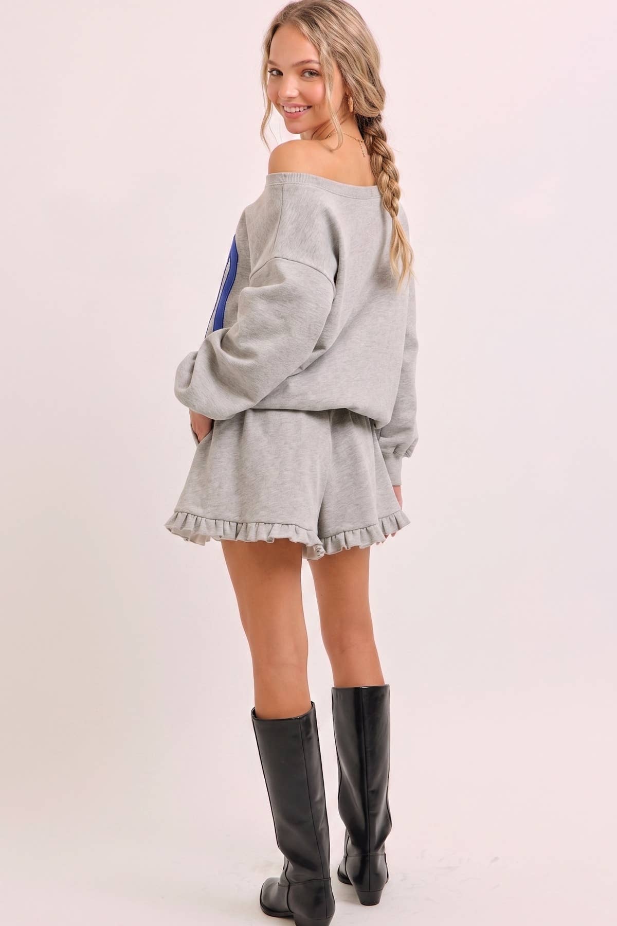 CIAO Lettering Off the Shoulder Sweatshirts