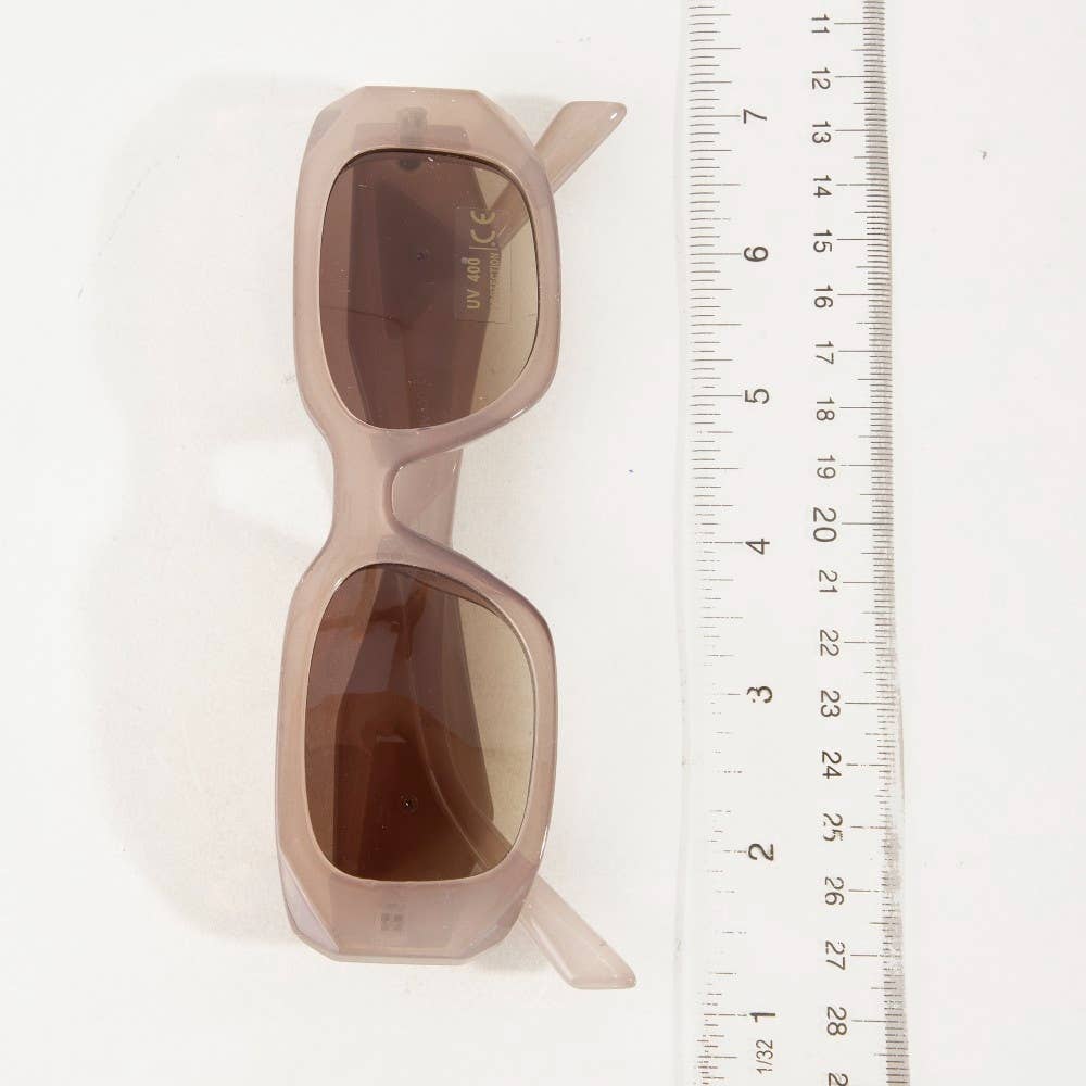 Uv400 Rectangle Thick Tortoise Frame Sunglasses Set