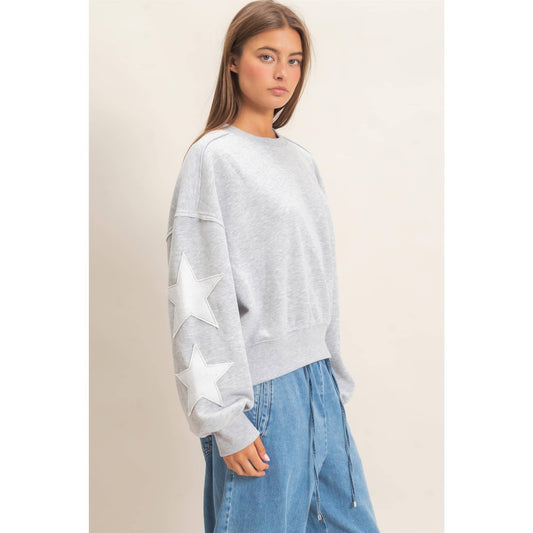 Star Patch Sleeve Sweatshirt