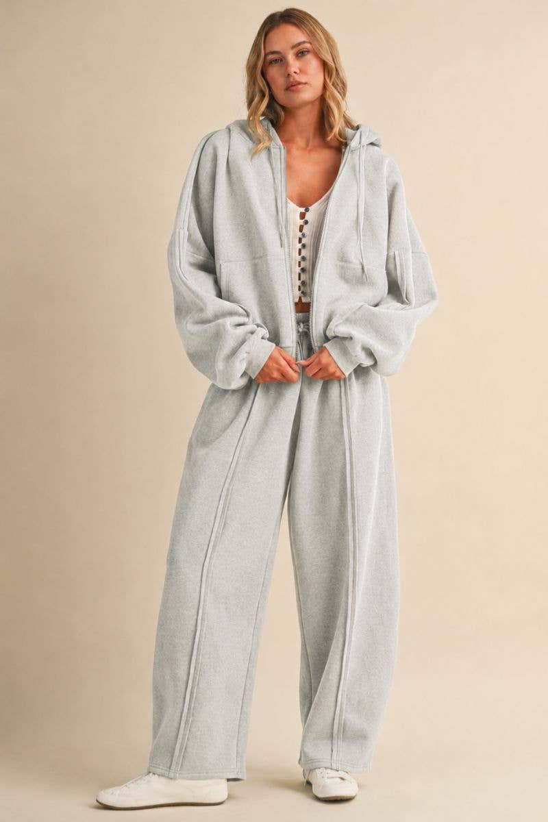 IST6712 RAW EDGE SEAM DETAIL HOODIE AND STRAIGHT LEG JOGGER
